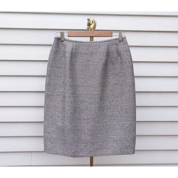 Vintage 90s Le Suit Silver Grey Midrise Pencil Skirt - Picture 1 of 6